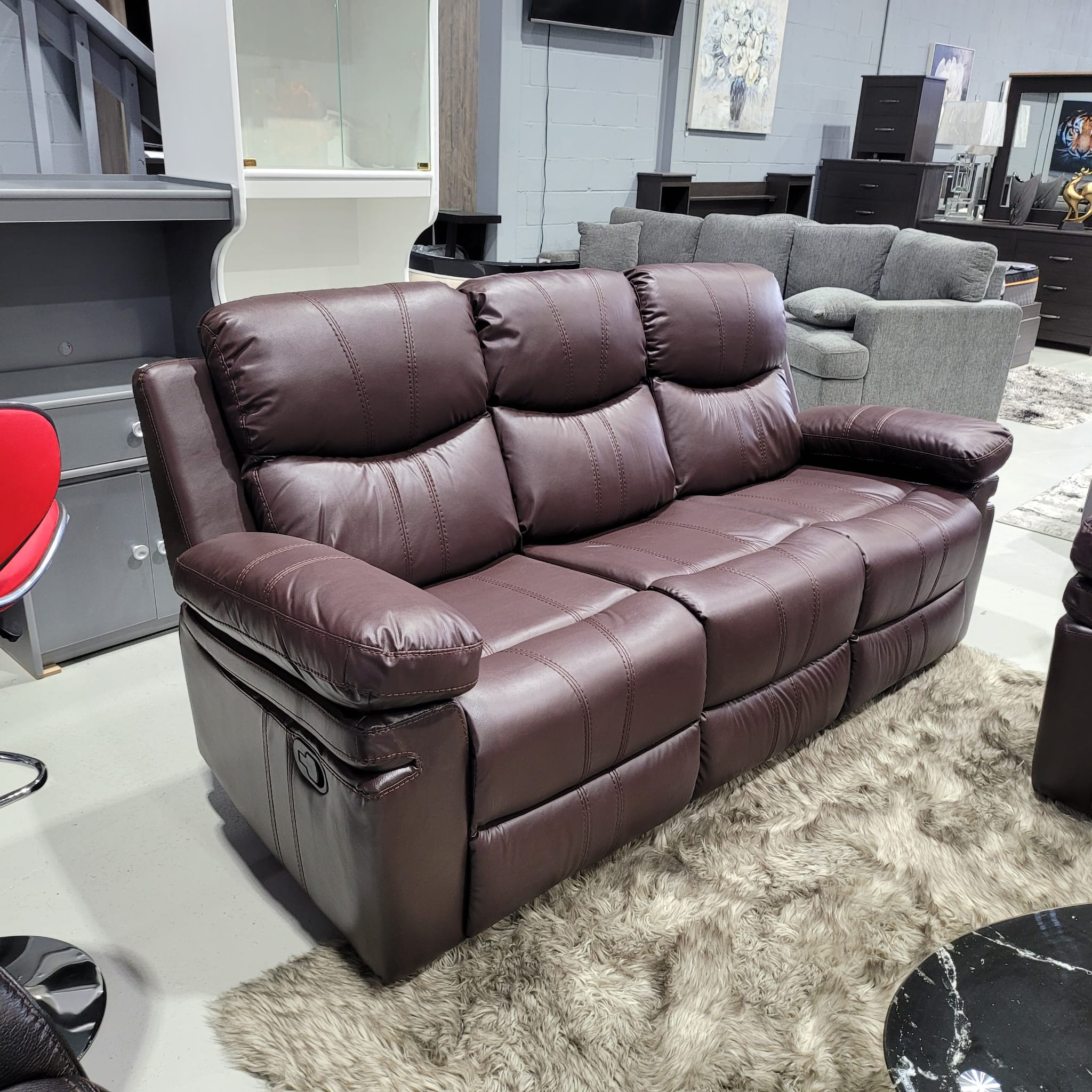 Brown Airleather Recliner Sofa Collection 8072