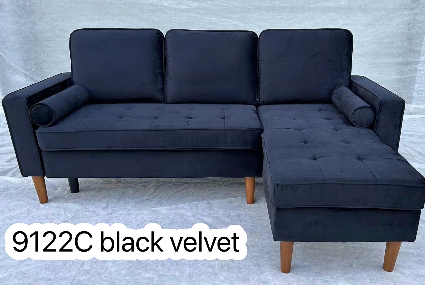 Reversible Sectional Velvet Fabric Sofa 9122C