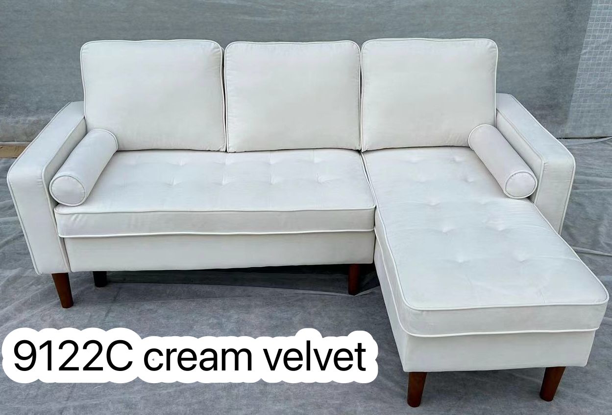 Reversible Sectional Velvet Fabric Sofa 9122C