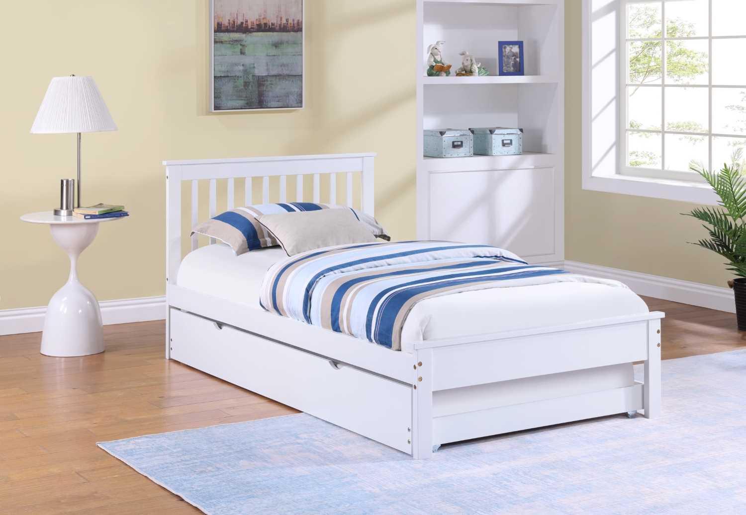 White Bed with Trundle Single 415