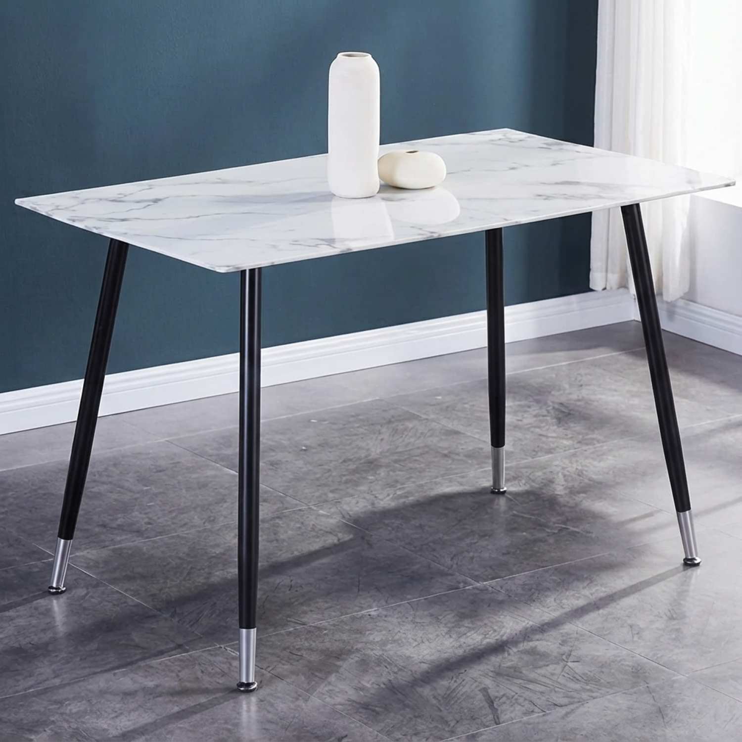 White Marble Glass Top Dining Table 1580