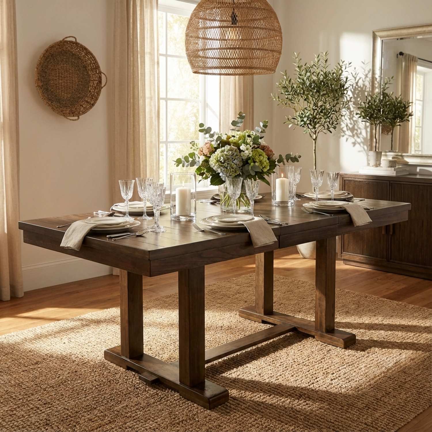 Wieland Wooden Extendable Butterfly Leaf Dining Table Brown 5614-72