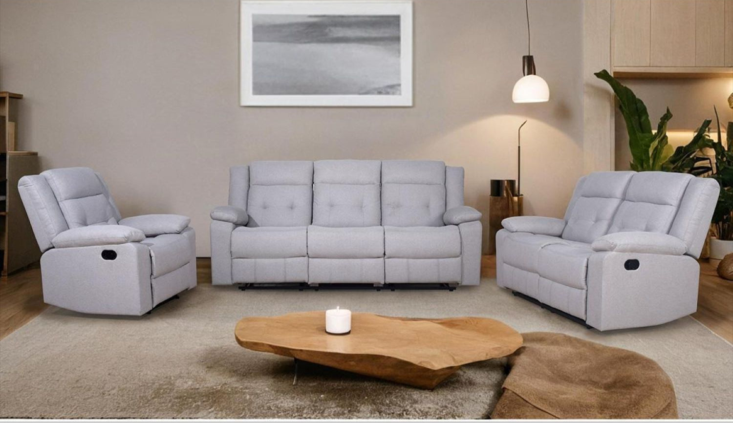 Winstone Grey Fabric Recliner Sofa Set 4965