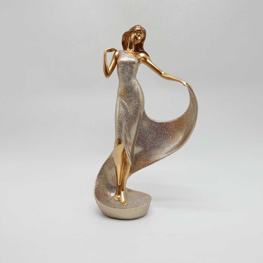 Woman Dancing Gold Statue