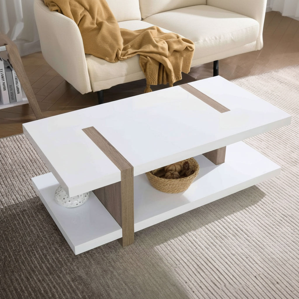 Wooden White Rectangular Coffee Table 3530