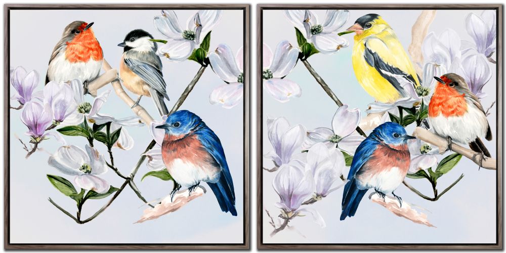 Four Little Birds 2 PC canvas art