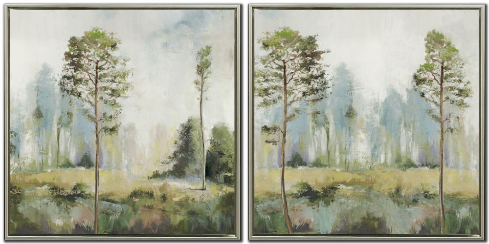 Tall Green Trees 2 PC Floating Frame