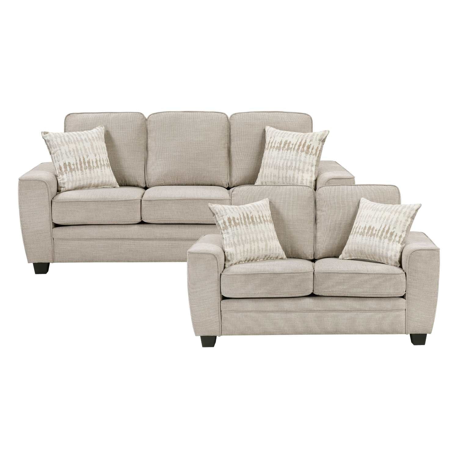 Zander Taupe Chenille Fabric Sofa Set 9745