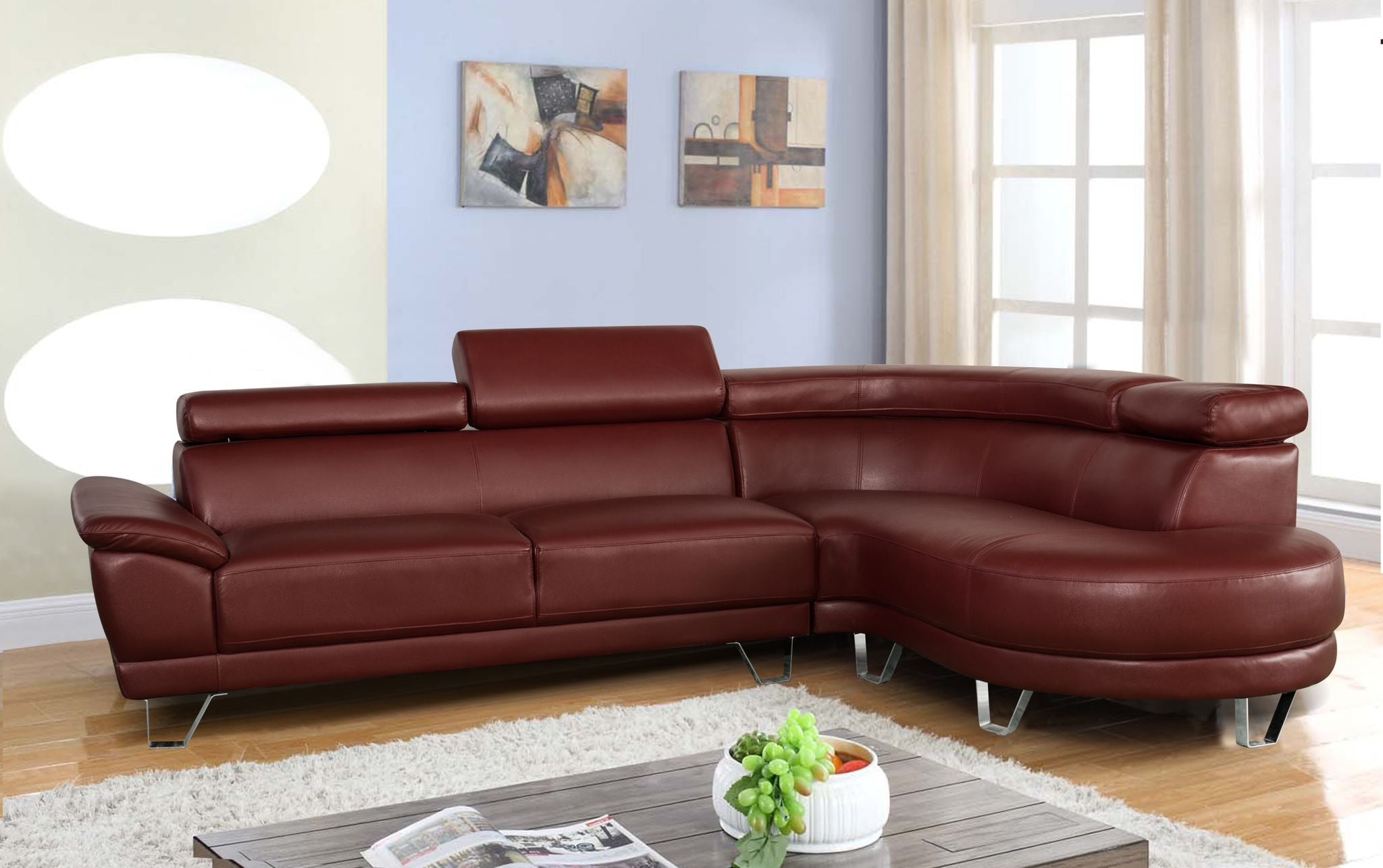 Austin Air Leather Sectional Sofa - Red