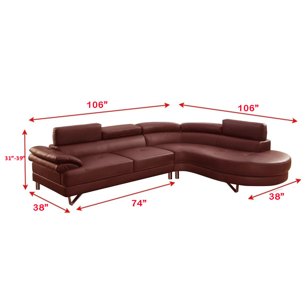 Austin Air Leather Sectional Sofa - Red