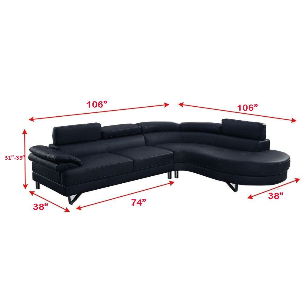 Austin Air Leather Sectional Sofa - Black