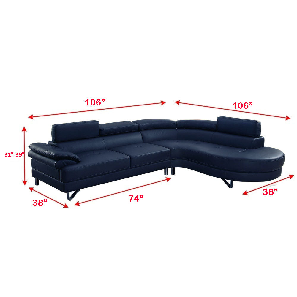 Austin Air Leather Sectional Sofa - Blue