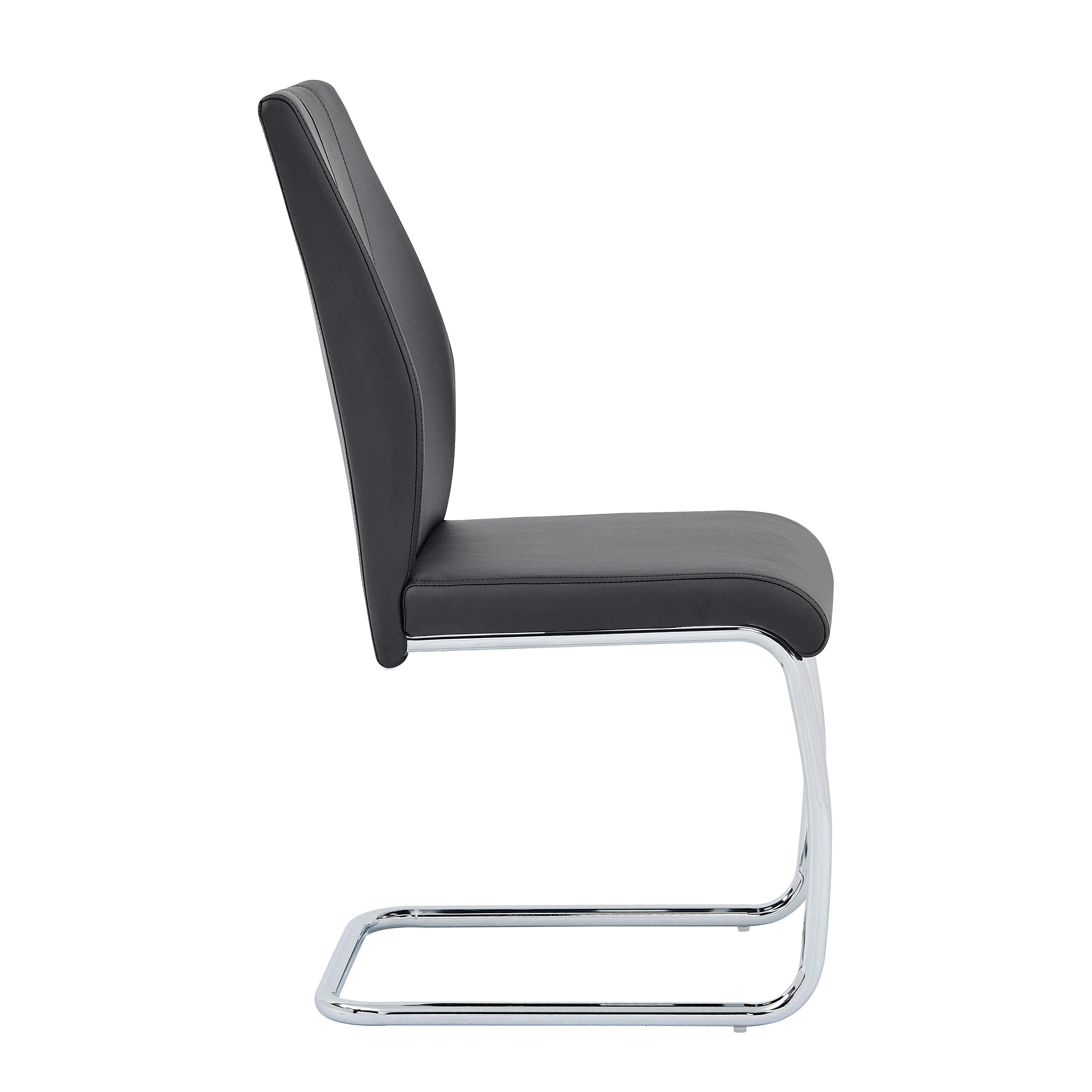 Jane Black Dining Chair with Chrome Base - Set of 4