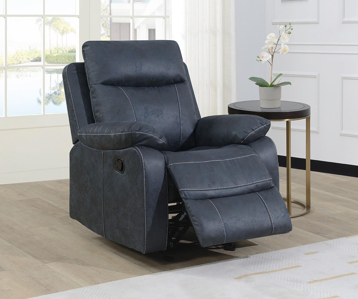 Bristol Blue Fabric Recliner Sofa Set 7126