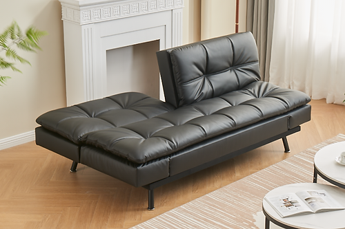 Black PU Sofa Bed with adjustable armrest IF-8050