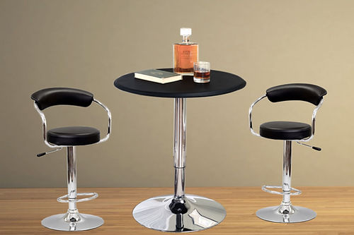 3 Pc Pub Set Adjustable Table with PU Stool Black T 135