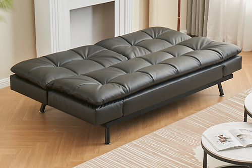 Black PU Sofa Bed with adjustable armrest IF-8050