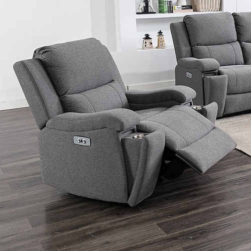 Grey Power Recliner Fabric Chair with 2 cup holders and USB IF-8030