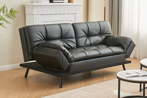 Black PU Sofa Bed with adjustable armrest IF-8050