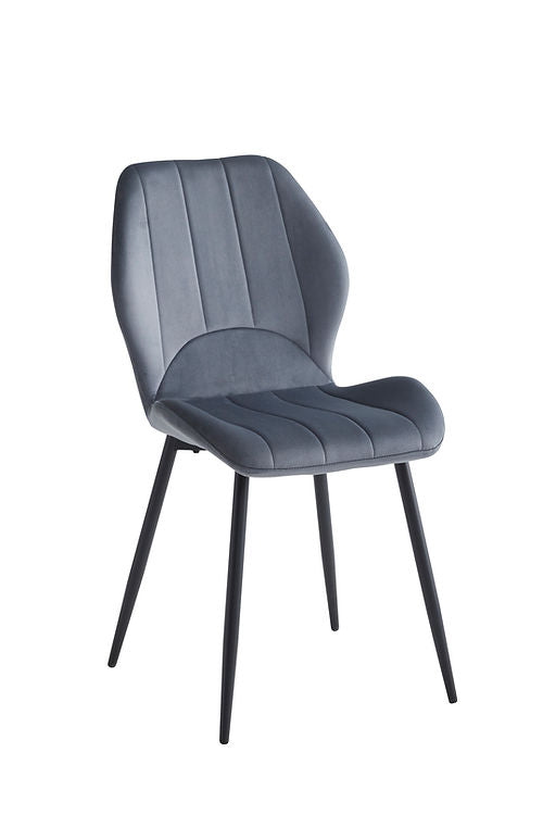 6 Piece Dark Grey Velvet Chair C-1536