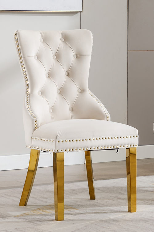 2 Piece White Velvet Dining Chair C-1453