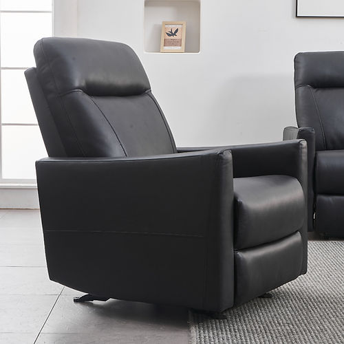 Power Recliner Chair Glider Rocker - Black Leather Match IF-8005