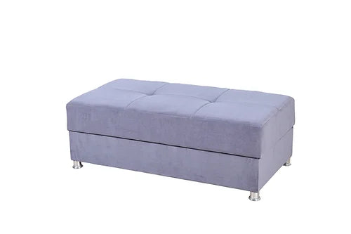 Grey Fabric Sectional Sofa Bed With Storage Ottoman -Reversible 9470/9471