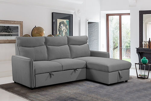 Soft Grey Reversible Sectional Sofa Bed with storage IF-9027