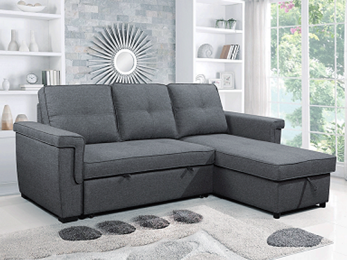 Grey Reversible Fabric Storage Sectional Sofa Bed IF-9040