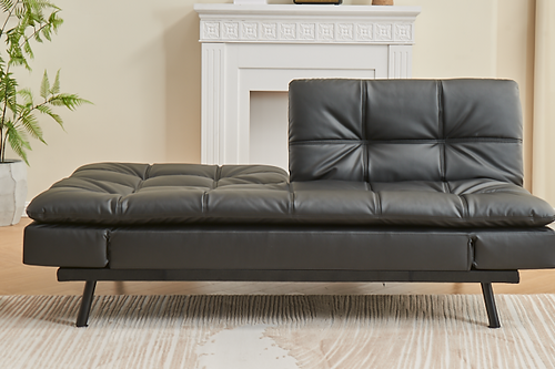 Black PU Sofa Bed with adjustable armrest IF-8050