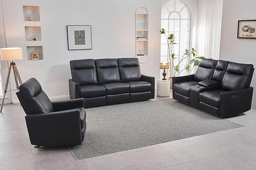 Black Dual Power Recliner Set IF-8005