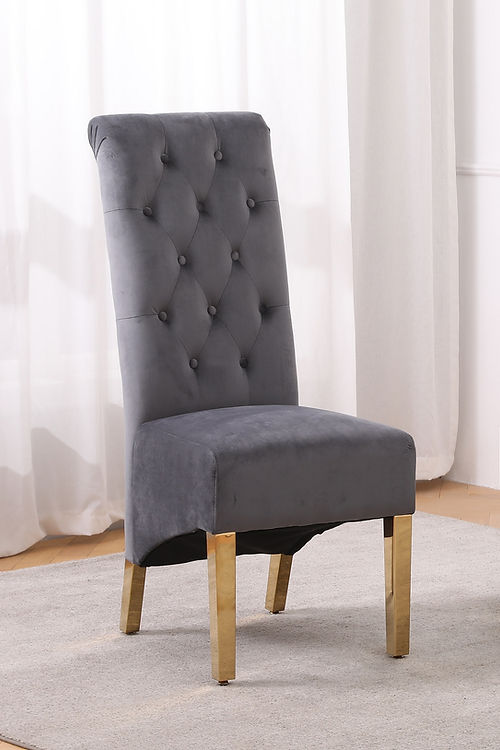 2 Piece Grey Velvet Dining Chair C-1290