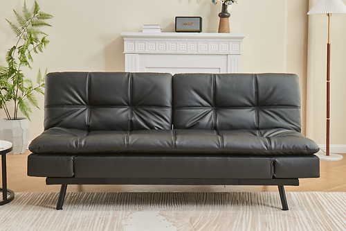 Black PU Sofa Bed with adjustable armrest IF-8050