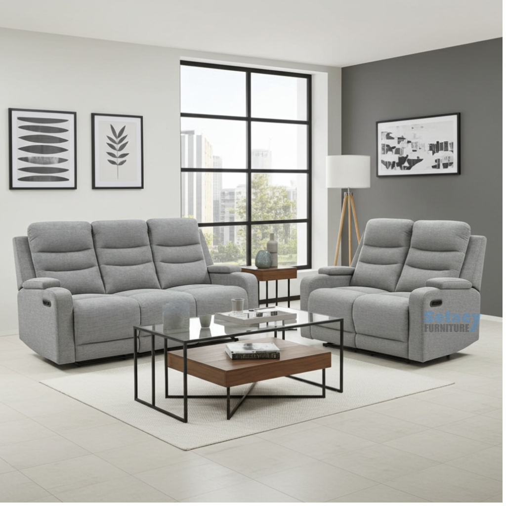 Collin Grey Fabric Power Recliner Sofa Set 2918