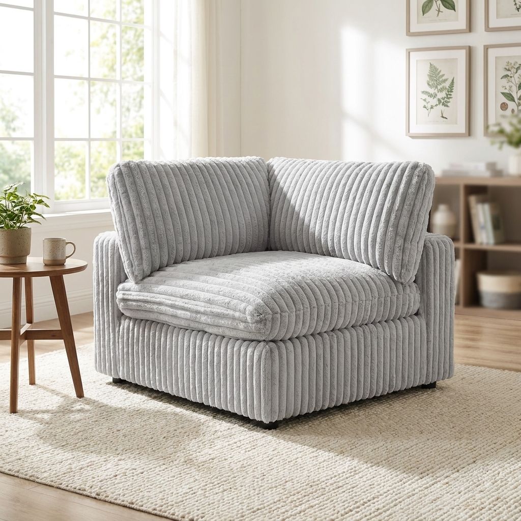 Colton Mink Fabric Modular Sectional With Ottoman Light Grey 8989