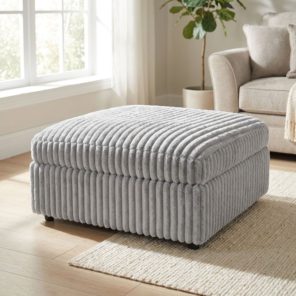 Colton Mink Fabric Modular Sectional With Ottoman Light Grey 8989