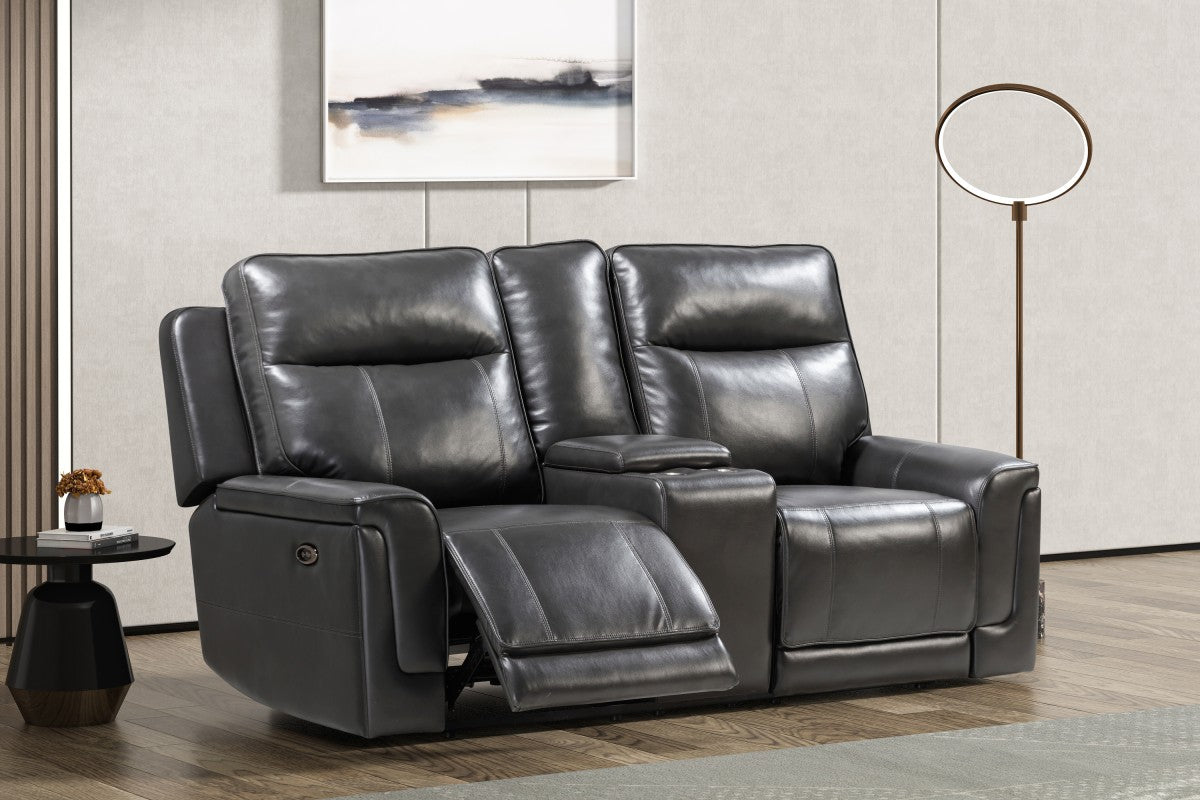 ( Discontinued ) Dallas Dual Power Recliner Charcoal Loveseat 760026