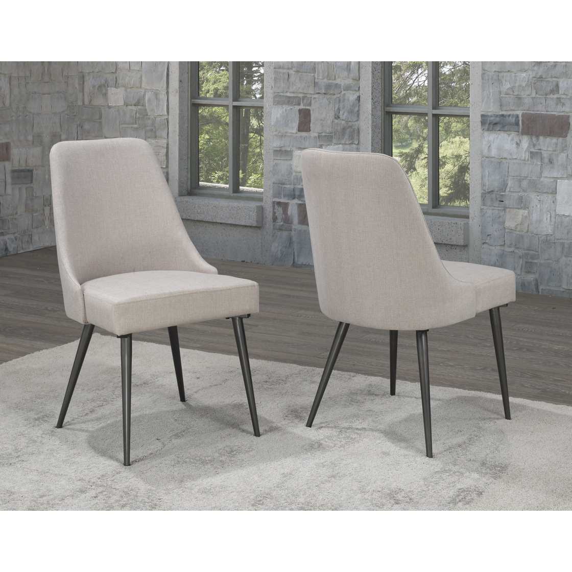 Ergonomic Fabric Dinning Chair Set Of 02 Beige 654