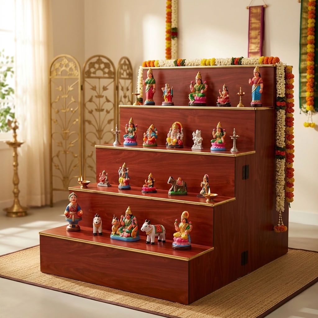 Navarathri Foldable Wooden Golu Step