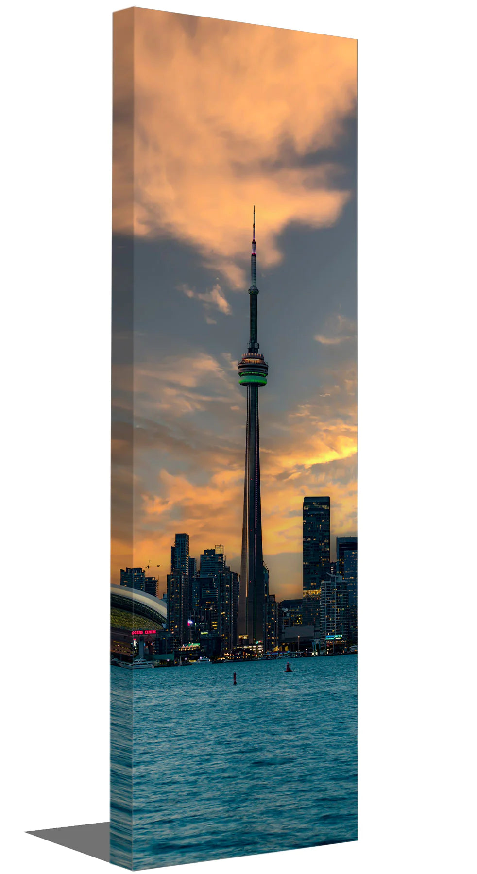 Green CN Tower Toronto Skyline Canvas Art 72" x 24"