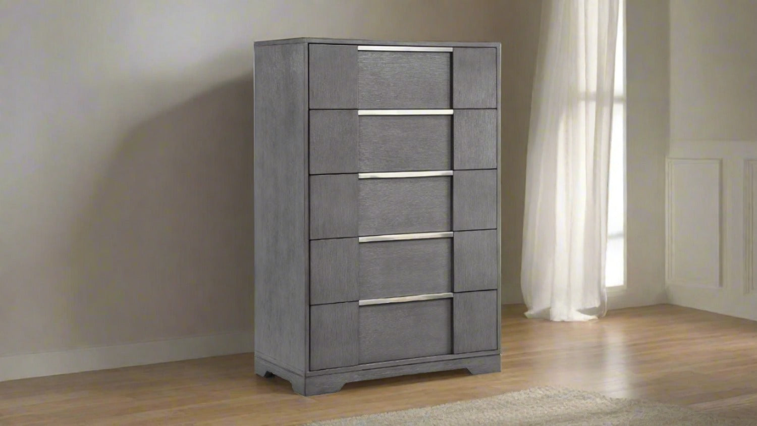 Kylie Wooden 5 Drawer Chest Gray 1541