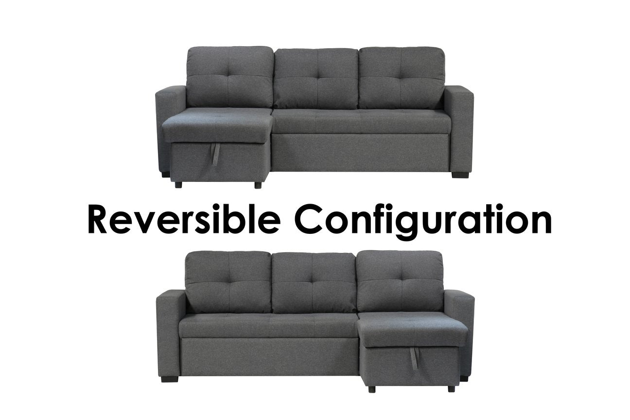 Rui Grey Reversible Sectional Sofa Bed 6038