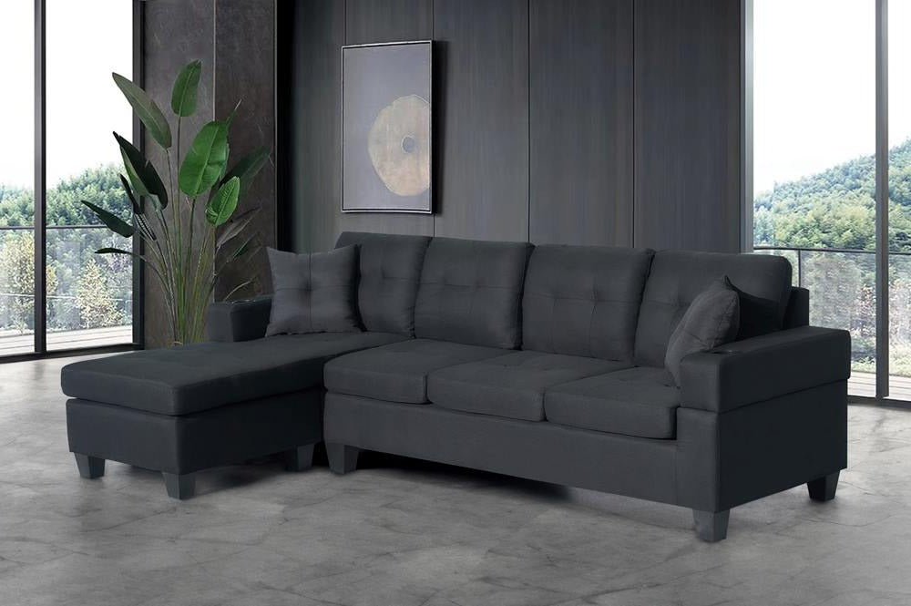 Grey Fabric Reversible Sectional Sofa T-1239