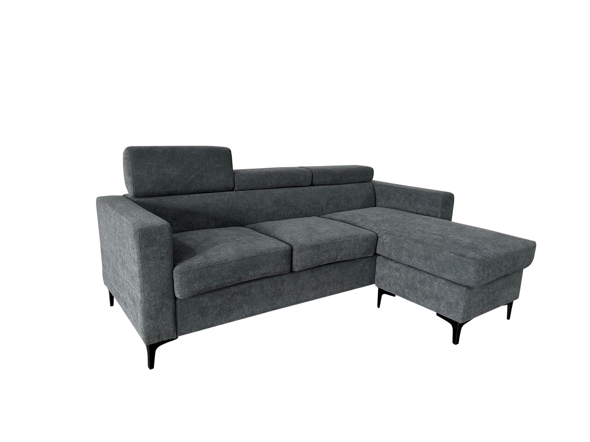 Shelly Reversible Sectional Sofa - Charcoal Fabric