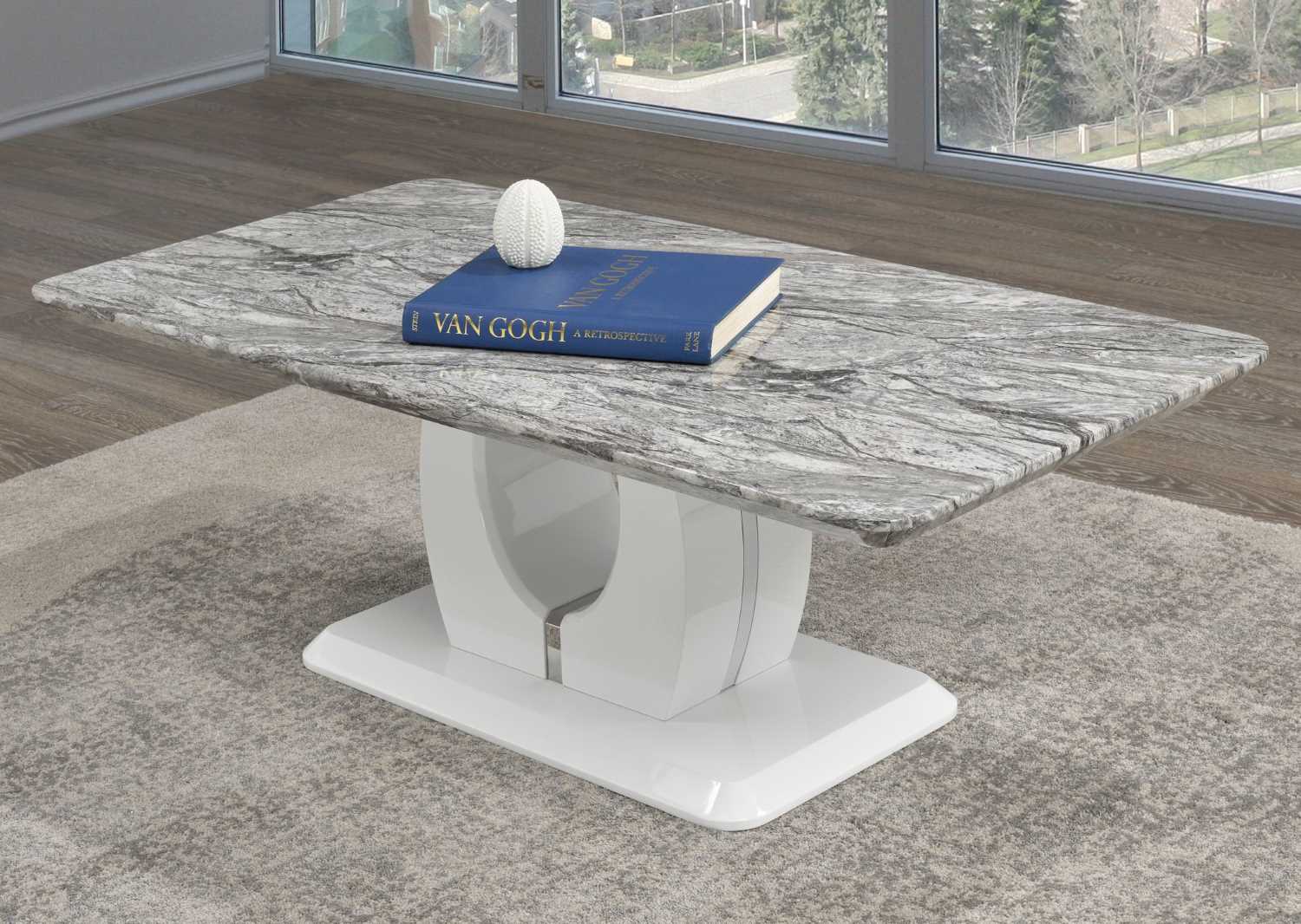 Walden Faux Marble Coffee Table White/Grey B-901