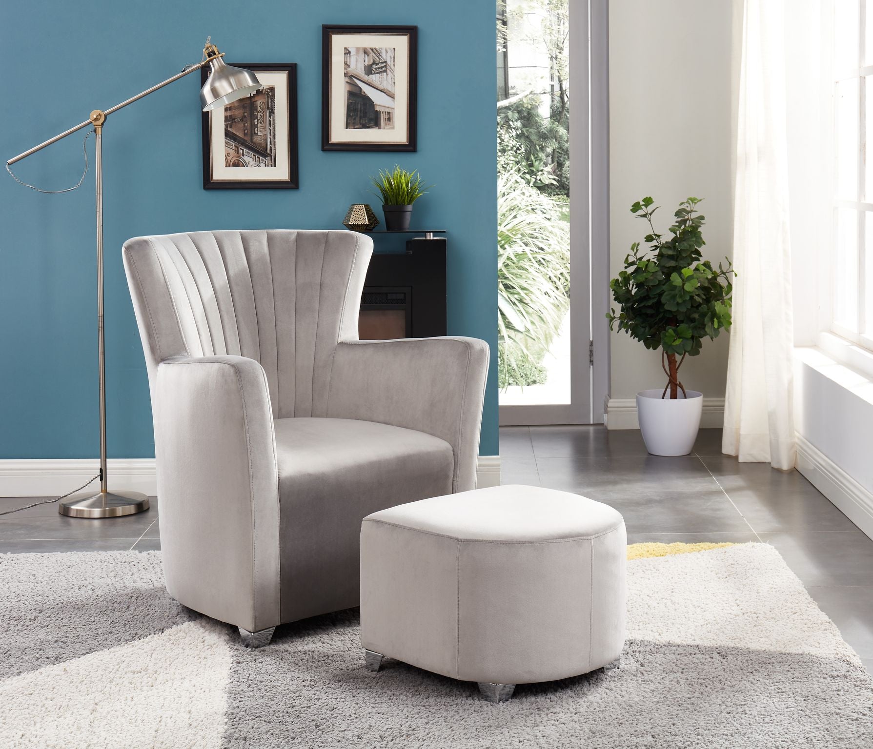 Relax Grey Chair with Ottoman- 0711 GR
