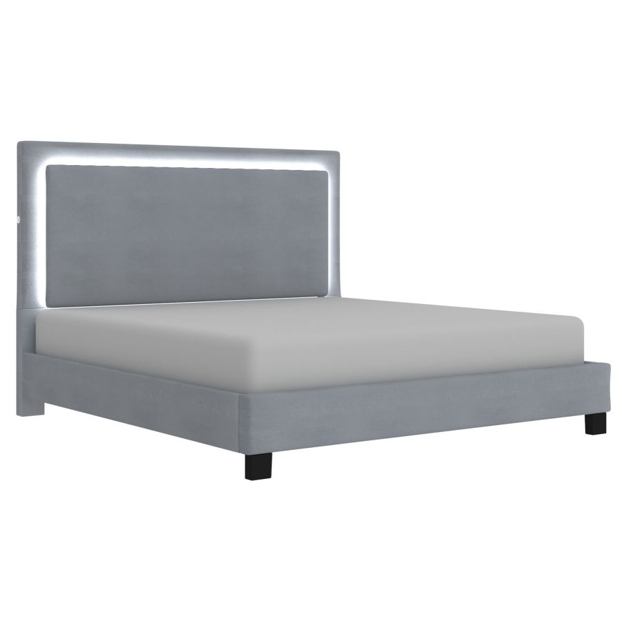 Lumina 78" King Platform Bed with Light in Grey