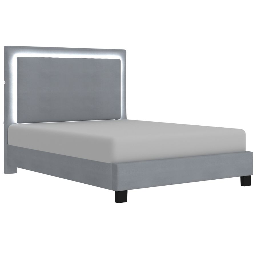 Lumina 60" Queen Platform Bed with Light in Grey 101-088Q-GY