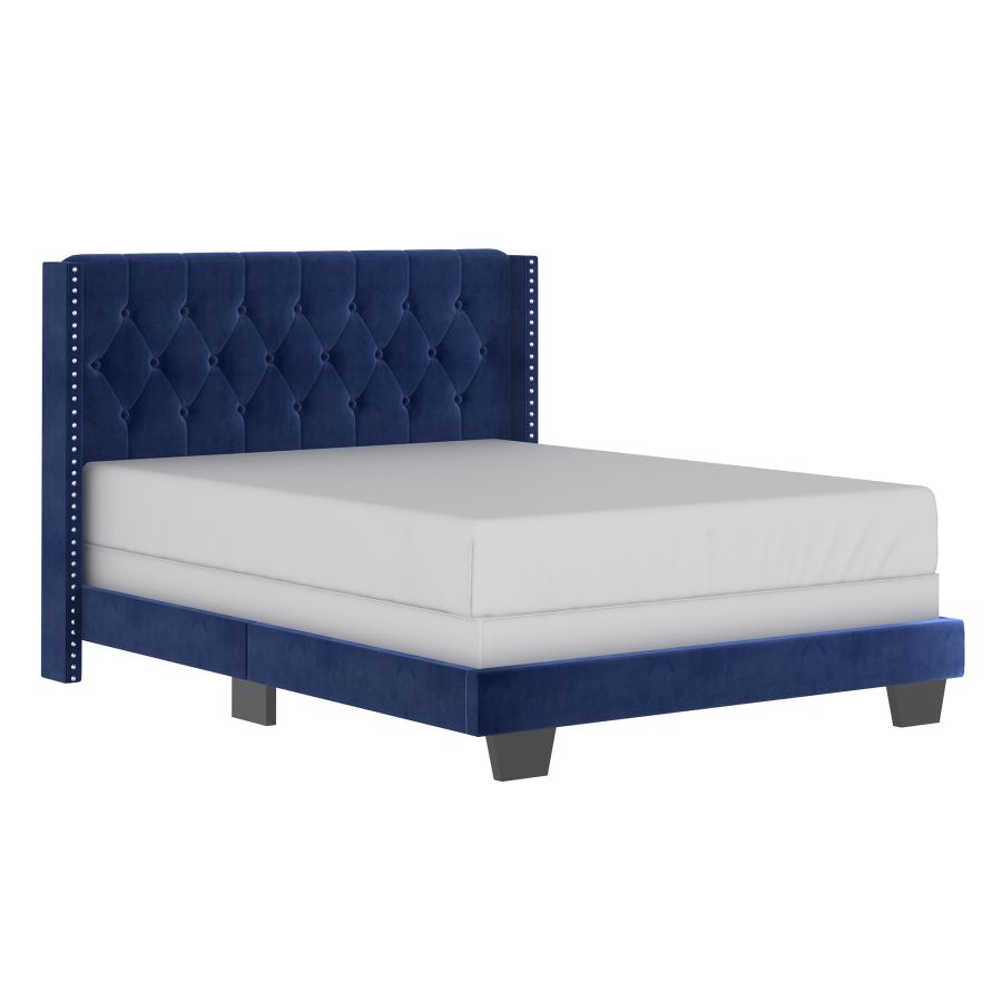 Jedd 60" Queen Bed in Blue Velvet 101-297Q-NAV