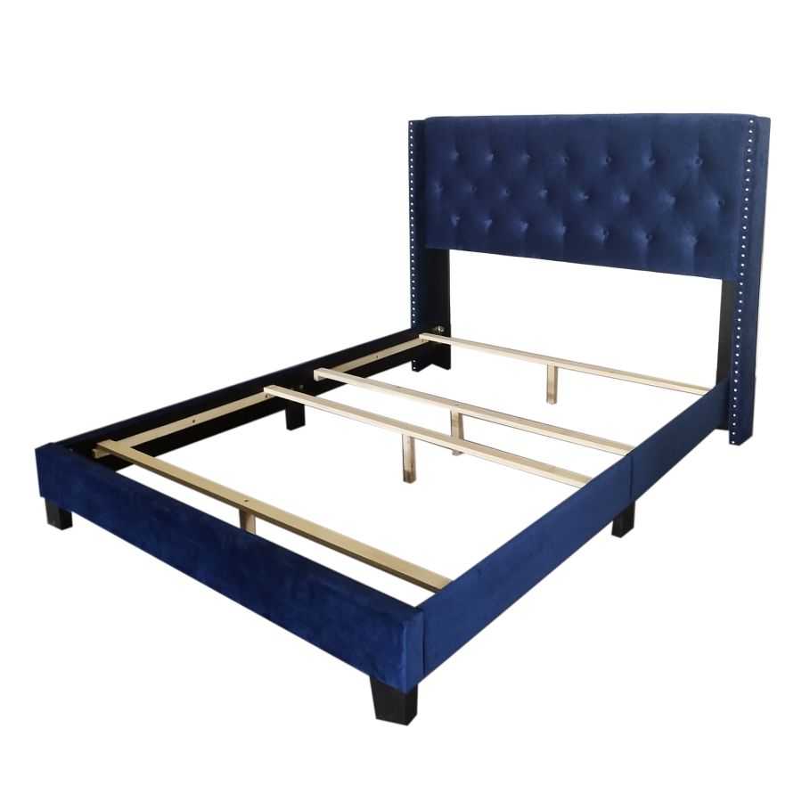 Jedd 60" Queen Bed in Blue Velvet 101-297Q-NAV